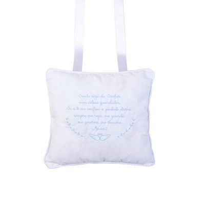 Almofada De Oração Bebês Bordada Azul Papi 22Cm X 26Cm