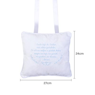 Almofada De Oração Bebês Bordada Azul Papi 22Cm X 26Cm