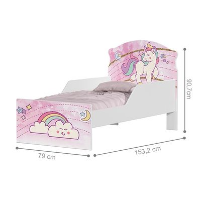 Mini Cama Infantil 153,2x79cm com Proteção Lateral Personagens Unicórnio K02 - D'Rossi