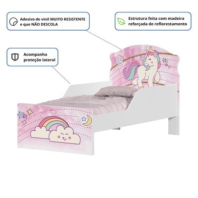 Mini Cama Infantil 153,2x79cm com Proteção Lateral Personagens Unicórnio K02 - D'Rossi