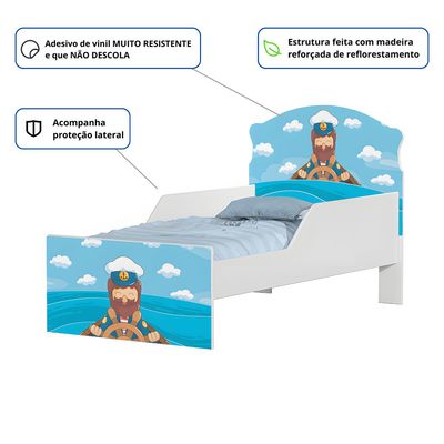 Mini Cama Infantil 153,2x79cm com Proteção Lateral Personagens Marinheiro K02 - D'Rossi