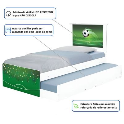 Cama Solteiro Infantil com Cama Auxiliar 195x96cm Personagens Copa Futebol K02 - D'Rossi
