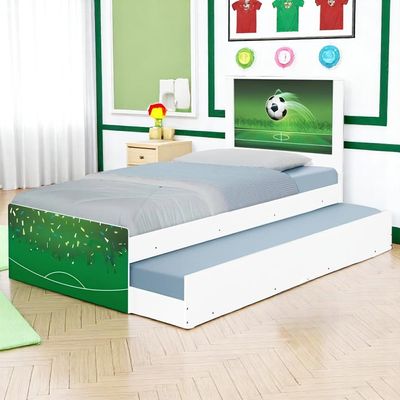 Cama Solteiro Infantil com Cama Auxiliar 195x96cm Personagens Copa Futebol K02 - D'Rossi