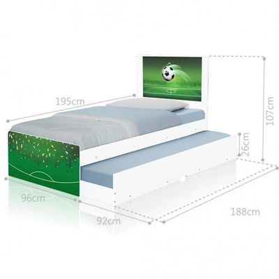 Cama Solteiro Infantil com Cama Auxiliar 195x96cm Personagens Copa Futebol K02 - D'Rossi