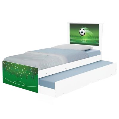 Cama Solteiro Infantil com Cama Auxiliar 195x96cm Personagens Copa Futebol K02 - D'Rossi