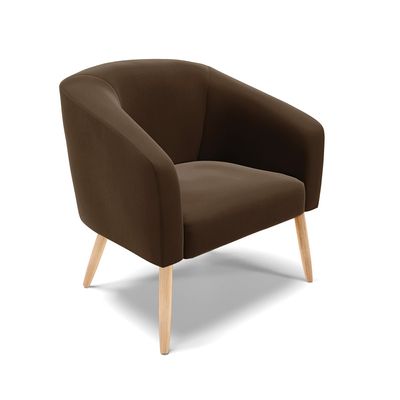 Poltrona Decorativa Pé Palito Natural Kit 2 Stella Suede Marrom D03 - D'Rossi