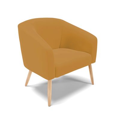 Poltrona Sala Decorativa Kit 2 Stella Pé Palito Natural Veludo Mostarda D03 - D'Rossi