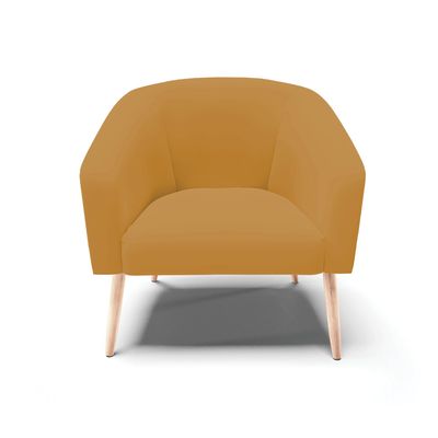 Poltrona Sala Decorativa Kit 2 Stella Pé Palito Natural Veludo Mostarda D03 - D'Rossi