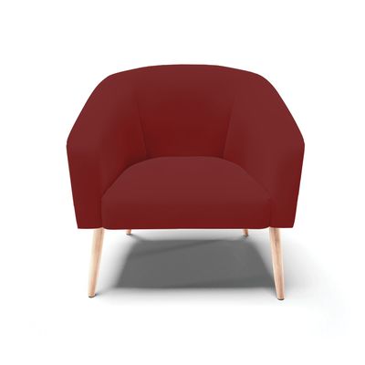 Poltrona Sala Decorativa Kit 2 Stella Pé Palito Natural Veludo Marsala D03 - D'Rossi
