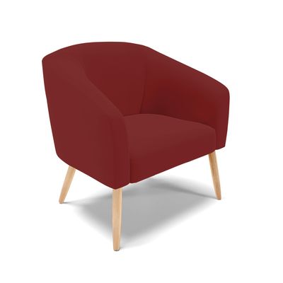 Poltrona Sala Decorativa Kit 2 Stella Pé Palito Natural Veludo Marsala D03 - D'Rossi