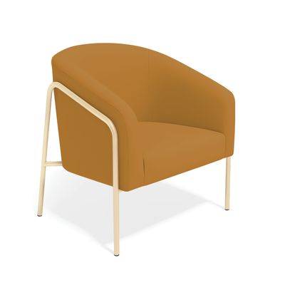 Poltrona Sala Decorativa Kit 2 Stella Base Alta Tubo Champanhe Veludo Mostarda D03 - D'Rossi