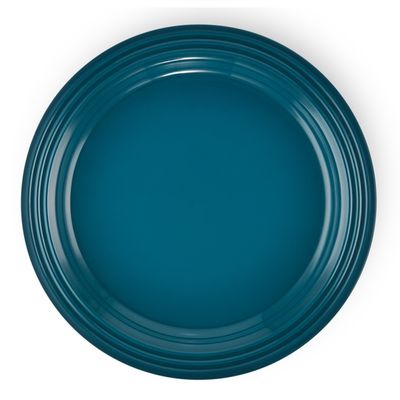 PRATO RASO REDONDO LE CREUSET 22CM EM CERÂMICA AZUL DEEP TEAL 630870306904642