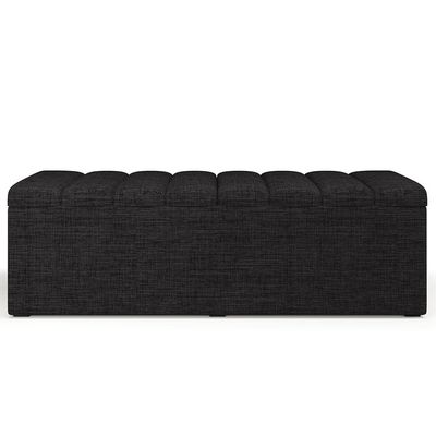 Calçadeira Recamier Baú Para Cama De Casal Queen Dália 195x50 cm W01 Linho Chumbo - Lyam