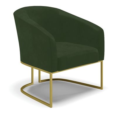 Poltrona Sala Decorativa Kit 2 Stella Base Industrial Dourada Sintético PU Verde D03 - D'Rossi