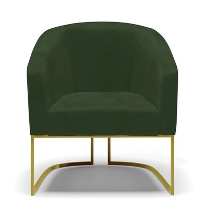 Poltrona Sala Decorativa Kit 2 Stella Base Industrial Dourada Sintético PU Verde D03 - D'Rossi