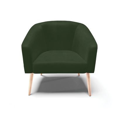 Poltrona Sala Decorativa Kit 2 Stella Pé Palito Natural Sintético PU Verde D03 - D'Rossi
