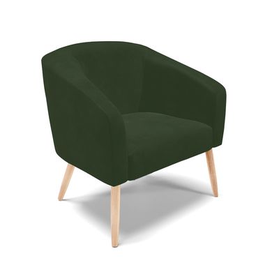 Poltrona Sala Decorativa Kit 2 Stella Pé Palito Natural Sintético PU Verde D03 - D'Rossi