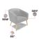 Poltrona Sala Decorativa Kit 2 Stella Pé Palito Natural Sintético Cinza D03 - D'Rossi