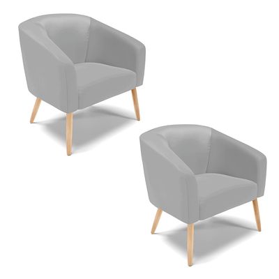 Poltrona Sala Decorativa Kit 2 Stella Pé Palito Natural Sintético Cinza D03 - D'Rossi