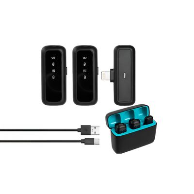 Microfone Sem Fio Omnidirecional com Receptor Lightning para iPhone e iPad - Entrada Lightning Display LED