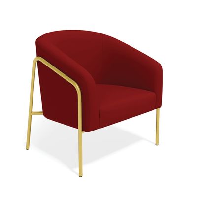 Poltrona Sala Decorativa Kit 2 Stella Base Alta Tubo Dourado Veludo Mostarda D03 - D'Rossi