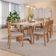 Conjunto de Mesa Retangular com Tampo de Vidro Off White Caju e 8 Cadeiras Juparanã Linho Bege e Cinamomo