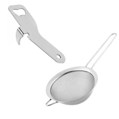 Peneira e Abridor de Garrafa Lata Em Aço Inox Para Cozinha Profissional