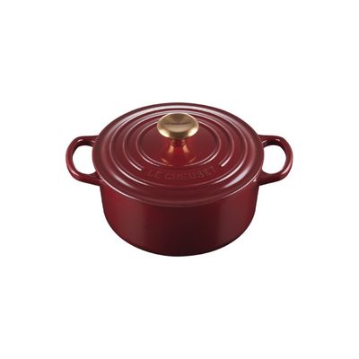 KIT LE CREUSET 2 PANELAS REDONDAS 20 E 24CM GRELHA QUADRADA 26CM EM FERRO ESMALTADO VERMELHO RHONE
