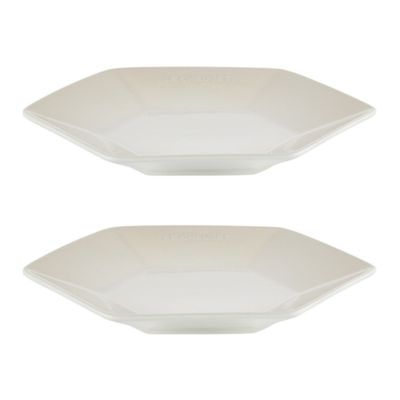 KIT LE CREUSET 2 PRATOS HEXAGON RASO EM CERÂMICA 21CM MERINGUE