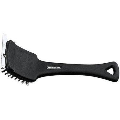 Escova Tramontina Churrasco com Cerdas em Aço Inox e Cabo de Polipropileno Preto 21,6 cm