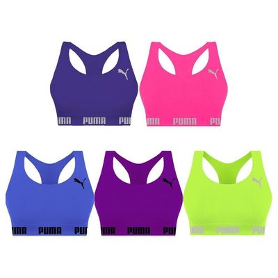 Kit 5 Tops Puma Nadador Sem Costura Feminino GG / Azul e Roxo