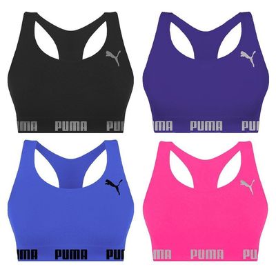 Kit 4 Tops Puma Nadador Sem Costura Feminino P / Preto e Azul