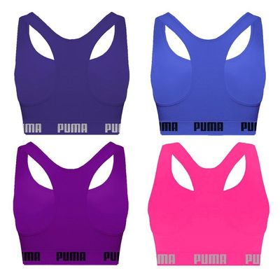 Kit 4 Tops Puma Nadador Sem Costura Feminino P / Roxo/Azul