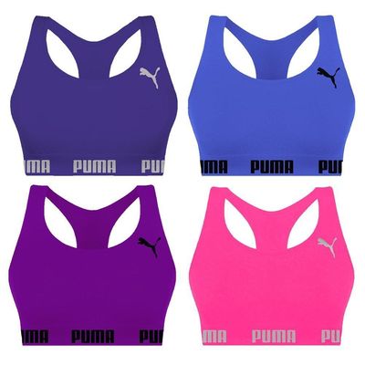 Kit 4 Tops Puma Nadador Sem Costura Feminino P / Roxo/Azul