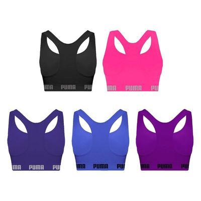 Kit 5 Tops Puma Nadador Sem Costura Feminino P / Roxo/Rosa
