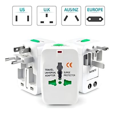 Adaptador de Tomada Universal 7 em 1 Bivolt com Pinos Retráteis para Viagem Padrões Eletricidade