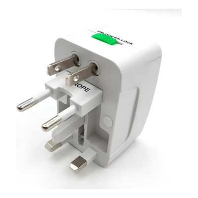 Adaptador de Tomada Universal 7 em 1 Bivolt com Pinos Retráteis para Viagem Padrões Eletricidade