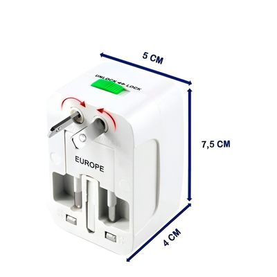 Adaptador de Tomada Universal 7 em 1 Bivolt com Pinos Retráteis para Viagem Padrões Eletricidade
