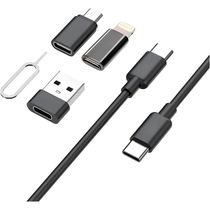 Kit Adaptador 5 em 1 Múltiplos Cabos Celular Aparelhos - Conexão Completa em Qualquer Lugar