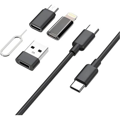 Kit Adaptador 5 em 1 Múltiplos Cabos Celular Aparelhos - Conexão Completa em Qualquer Lugar