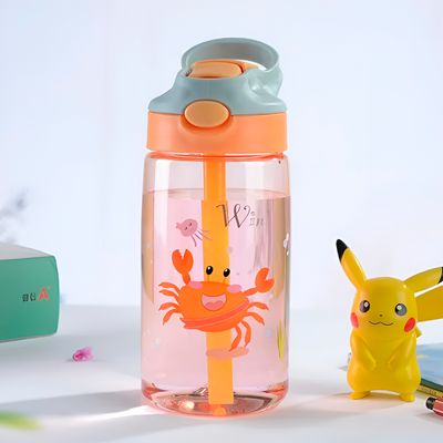 Garrafa Infantil com Canudo 480ml – Tampa com Trava de Segurança, Colorida e Ideal para Escola e Passeios | Cor:Roxo