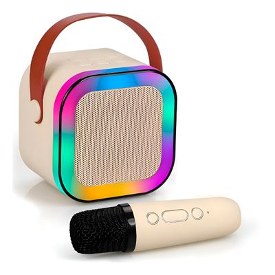 Mini Caixa de Som Microfone Bluetooth Portátil RGB Para Karaoke, Festas e Viagens - Bluetooth 5.0 | Cor:Azul