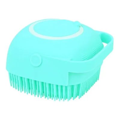 Esponja De Silicone Para Banho Massageador Dispenser Shampoo Sabonete Pets Cor:Verde Claro