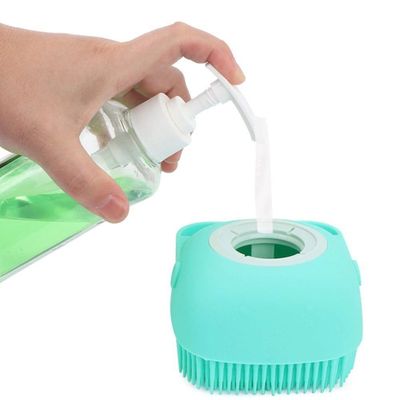 Esponja De Silicone Para Banho Massageador Dispenser Shampoo Sabonete Pets Cor:Verde Claro