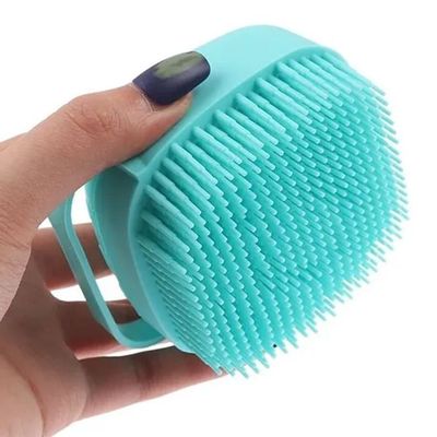 Esponja De Silicone Para Banho Massageador Dispenser Shampoo Sabonete Pets Cor:Verde Claro