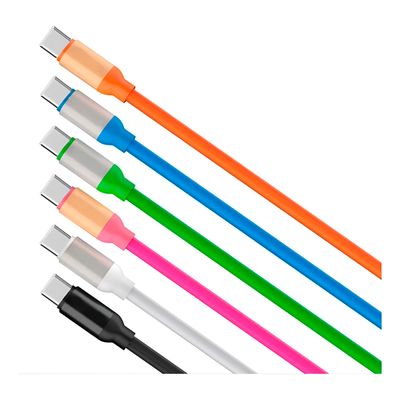 Cabo Carregador USB C Colorido Silicone Telefone Carregamento Cor:Azul