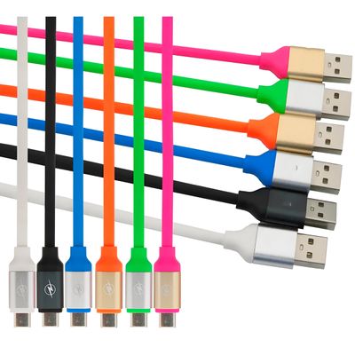 Cabo Carregador USB C Colorido Silicone Telefone Carregamento Cor:Azul