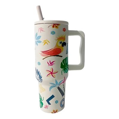 Copo Térmico Tropical 1200ml – Estampa Vibrante, Alta Capacidade e Conservação Prolongada | Modelo:C3