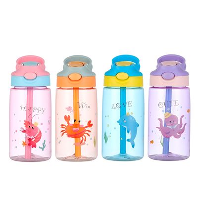 Garrafa Infantil com Canudo 480ml – Tampa com Trava de Segurança, Colorida e Ideal para Escola e Passeios | Cor:Laranja