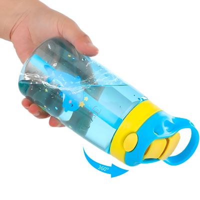 Garrafa Infantil com Canudo 480ml – Tampa com Trava de Segurança, Colorida e Ideal para Escola e Passeios | Cor:Laranja